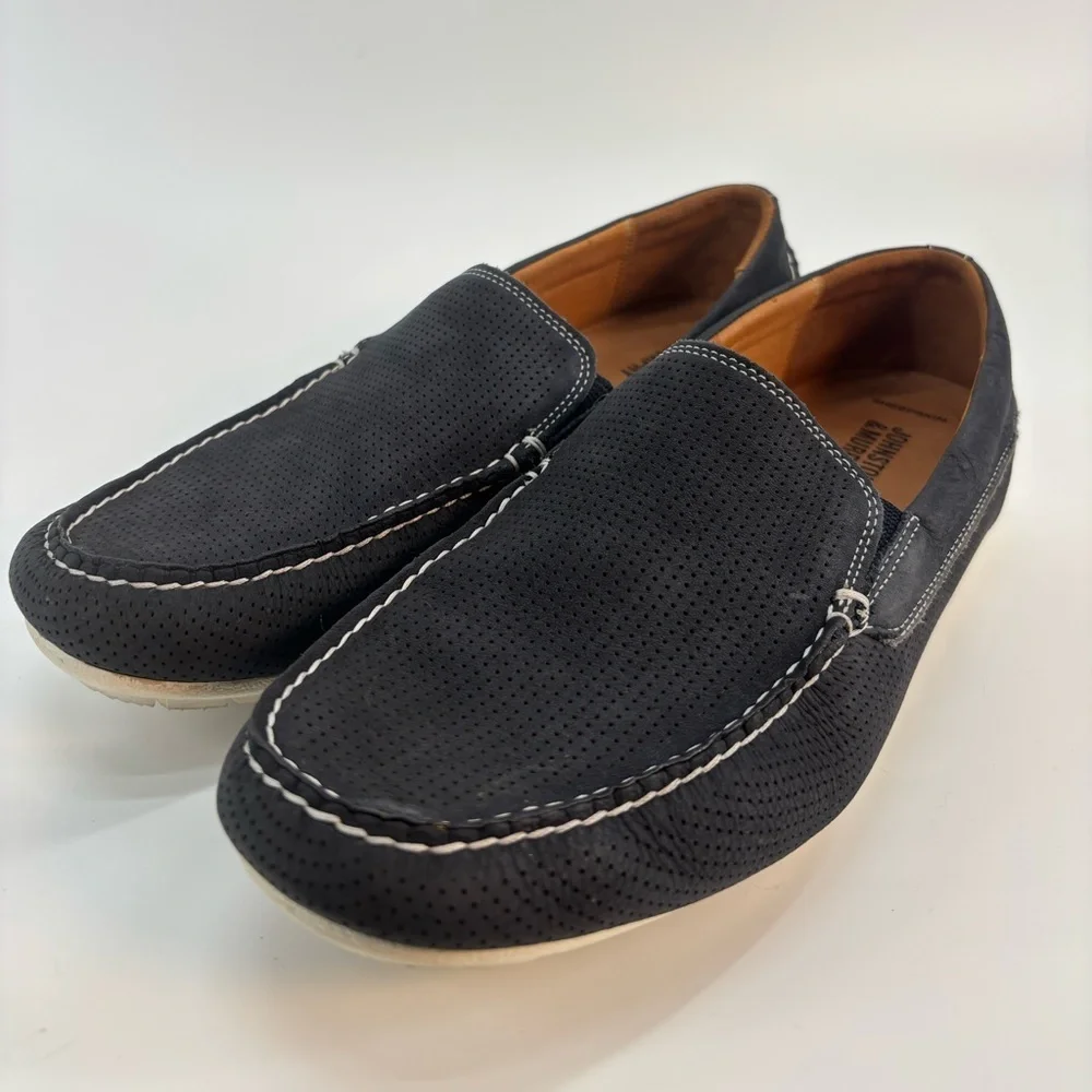 Johnston & Murphy Cord Venetian loafers 8 nubuck sheepskin leather navy